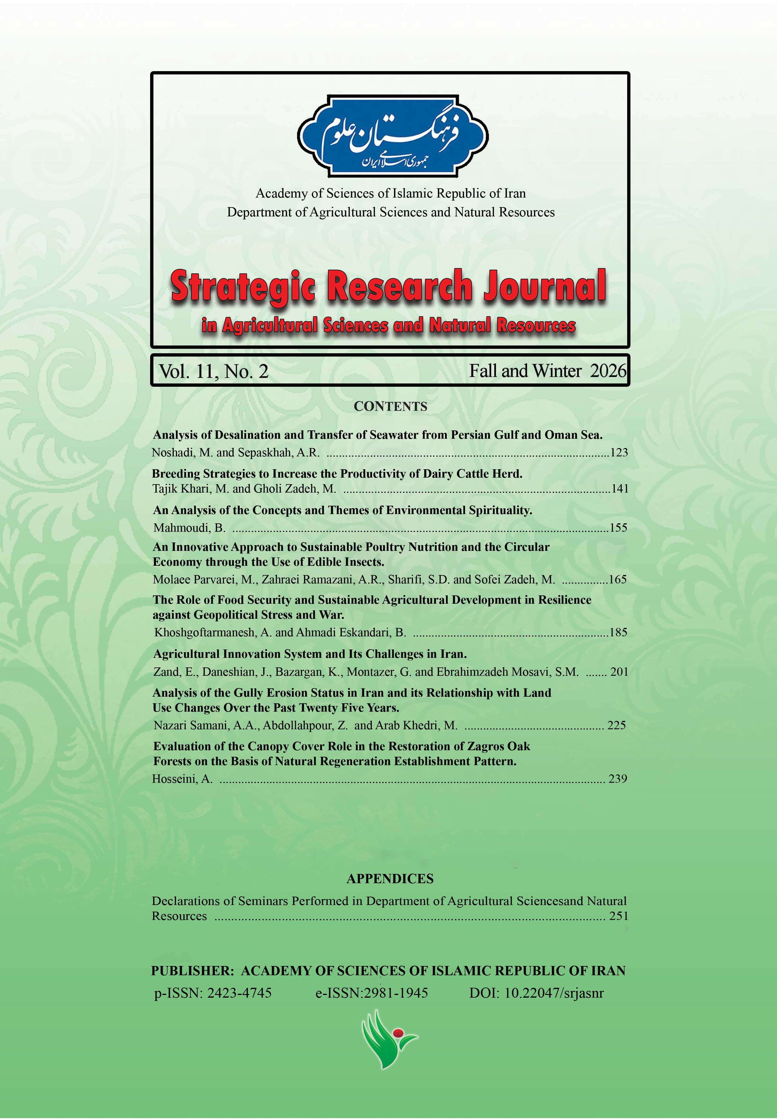 Strategic Research Journal of Agricultural Sciences and Natural Resources